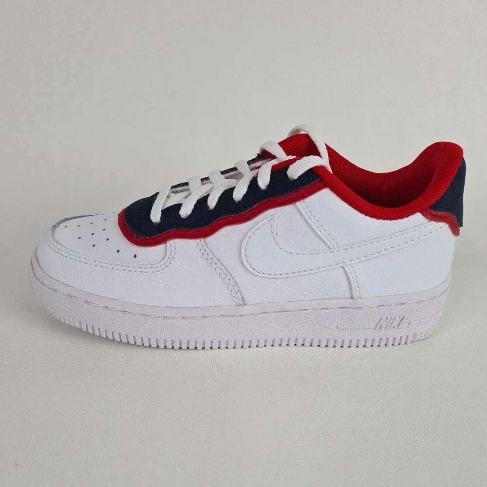 NIKE AIR FORCE 1 LV8 1 DBL White Sneakers Boys Shoes - Picture 1 of 11